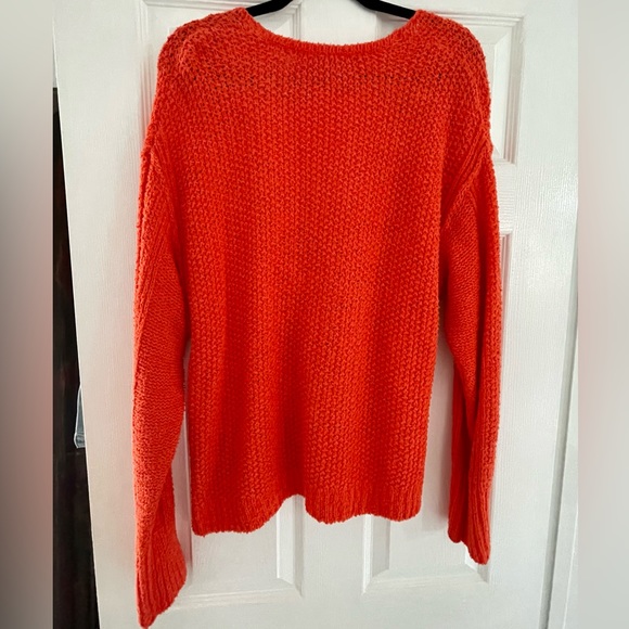 FREE PEOPLE Orange Coco V Neck Sweater Oversized Fit Orange Size Small - Picture 4 of 4
